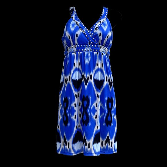 INC International Concepts Blue & Black Sundress - PM - Picture 2 of 6